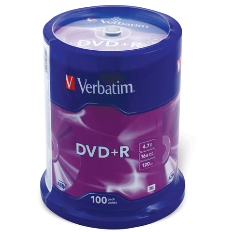 DVD+R 4.7 Gb Verbatim 16x Cake Box (100)