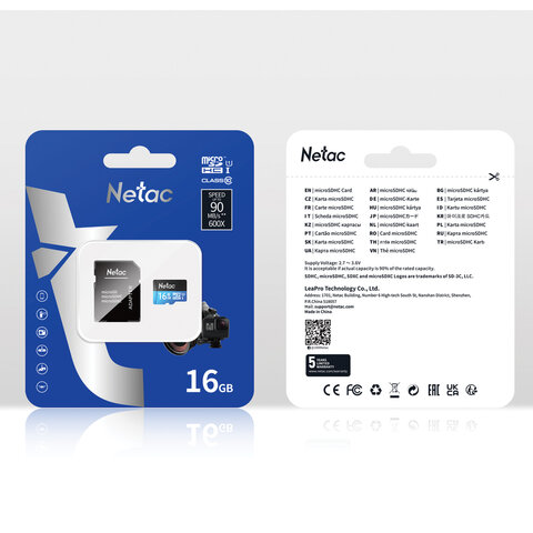 Флеш карта microSDHC 16GB Netac NT02P500STN-016G-R P500+adapter