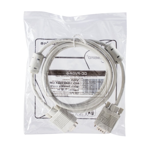 Кабель SVGA, соединительный 1,8м Gembird CC-PVGA-6 ферр.кольца, экран