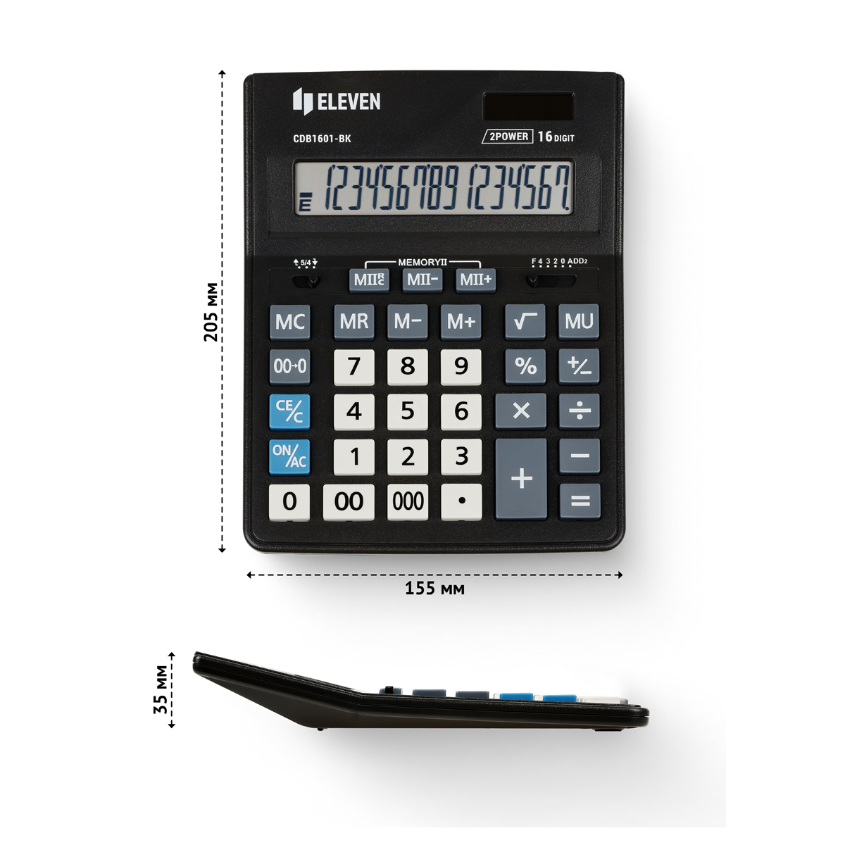 Калькулятор настольный Eleven Business Line CDB1601-BK, 16 разрядов, двойно