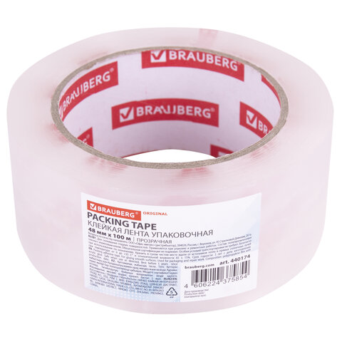 Клейкая лента 48мм х 100м, прозрачная, толщина 45 микрон, BRAUBERG ORIGINAL