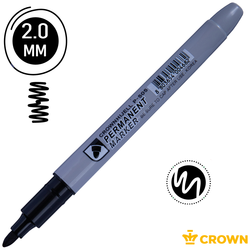 Маркер Crown Multi перманентный Р-505 черный 2мм