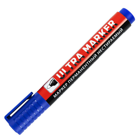 Маркер перманентный ULTRA MARKER, СИНИЙ, 3,5 мм, BRAUBERG, 152206