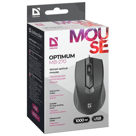 Мышь Defender Optimum MB-270 (1000dpi) USB черный