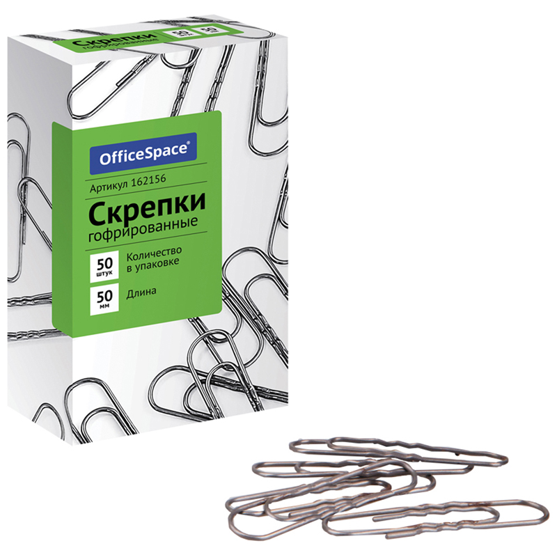 Скрепки 50мм 50шт гофрированные "OfficeSpace" 162156